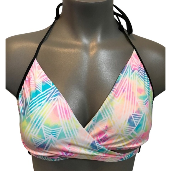 Victoria's Secret PINK Bright Watercolor Knotted Body Wrap Halter Swim Top XS - Picture 1 of 2